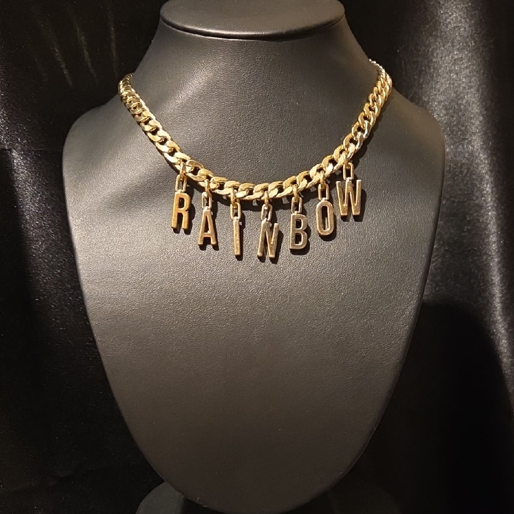 RH Rainbow Letters Chain Link Necklace